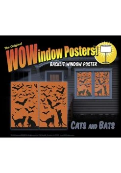 Silhouette Cats & Bats Window Poster Decoration -Halloween Costumes cats bats silhouette window poster alt 3