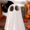 Ceramic White Ghost With LED Eyes Halloween Decoration -Halloween Costumes ceramic ghost with led eyes