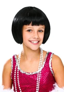 Kid's Flapper Black Wig