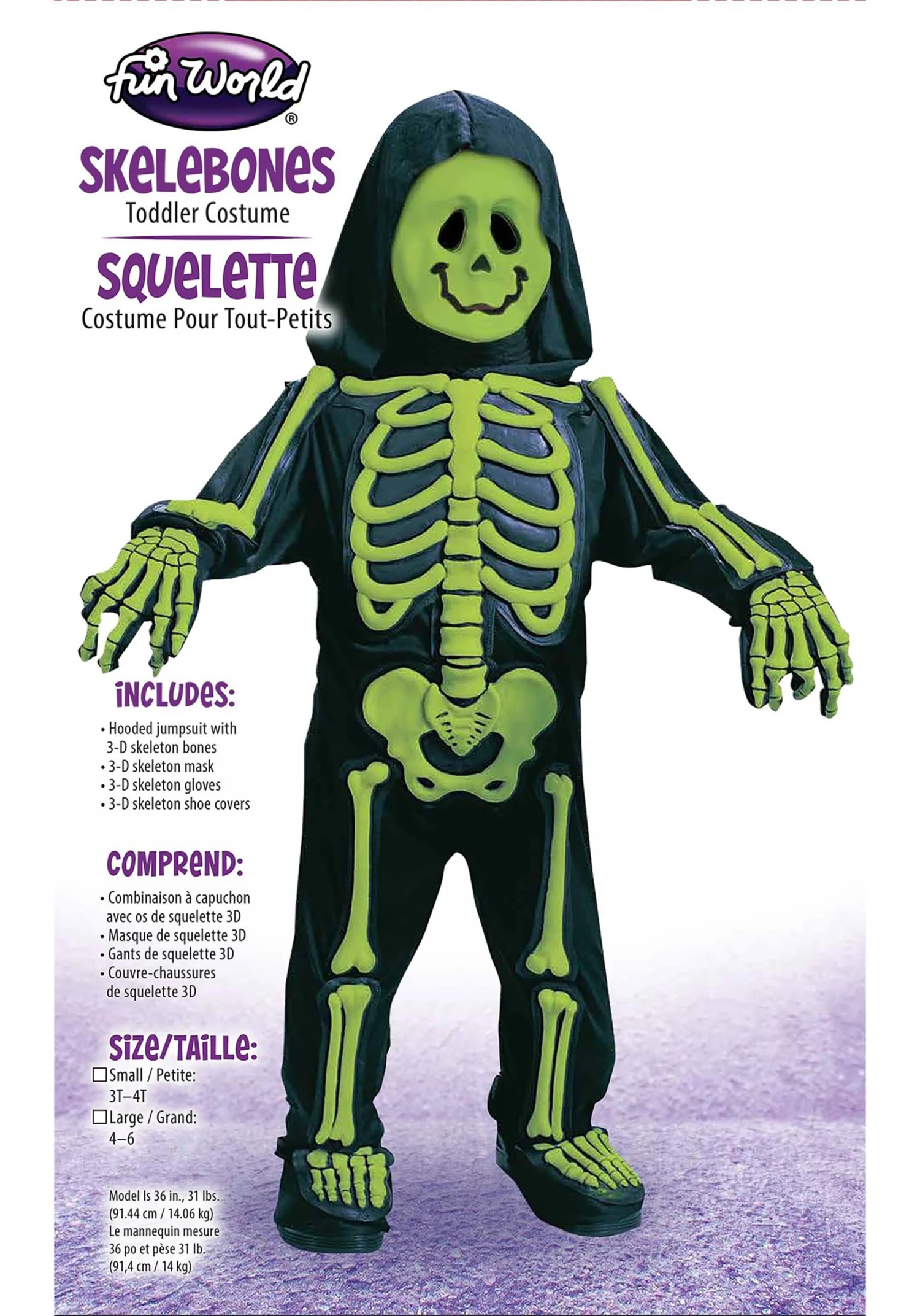 Fun World Green Skeleton Costume For Toddlers 4 Fun World Green Skeleton Costume For Toddlers - Image 2