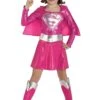 Pink Supergirl Costume For Kid's 1 Pink Supergirl Costume For Kid's -Halloween Costumes child pink supergirl costume