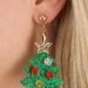 Christmas Tree Lucite Glitter Holiday Earrings -Halloween Costumes christmas tree lucite glitter earring