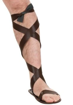 Classic Roman Brown Sandals For Men -Halloween Costumes classic roman sandals alt 6