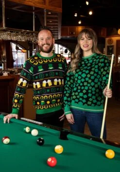 Clovers All-Over Print St Patrick's Sweater For Adults -Halloween Costumes clovers all over st patricks sweater alt 1