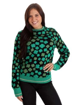 Clovers All-Over Print St Patrick's Sweater For Adults -Halloween Costumes clovers all over st patricks sweater alt 8