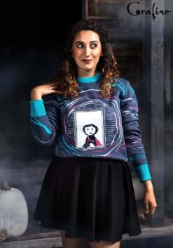 Adult Coraline Ugly Halloween Sweater