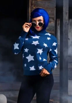 Adult Coraline Blue Star Sweater Costume 11 Adult Coraline Blue Star Sweater Costume -Halloween Costumes coraline blue star sweater costume alt 2