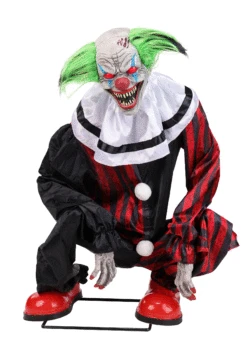 2.9FT Crouching Clown Red Animatronic Decoration 12 2.9FT Crouching Clown Red Animatronic Decoration -Halloween Costumes crouching clown red animatronic alt 2