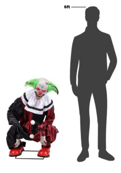 2.9FT Crouching Clown Red Animatronic Decoration 10 2.9FT Crouching Clown Red Animatronic Decoration -Halloween Costumes crouching clown red animatronic alt 5