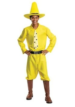 Disguise Adult Curious George Person In The Yellow Hat Costume -Halloween Costumes curious george adult person in the yellow hat cost alt 1