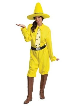 Disguise Adult Curious George Person In The Yellow Hat Costume -Halloween Costumes curious george adult person in the yellow hat cost alt 2