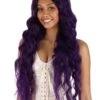 Dark Purple Long Wavy Wig Accessory 1 Dark Purple Long Wavy Wig Accessory -Halloween Costumes dark purple long wavy wig