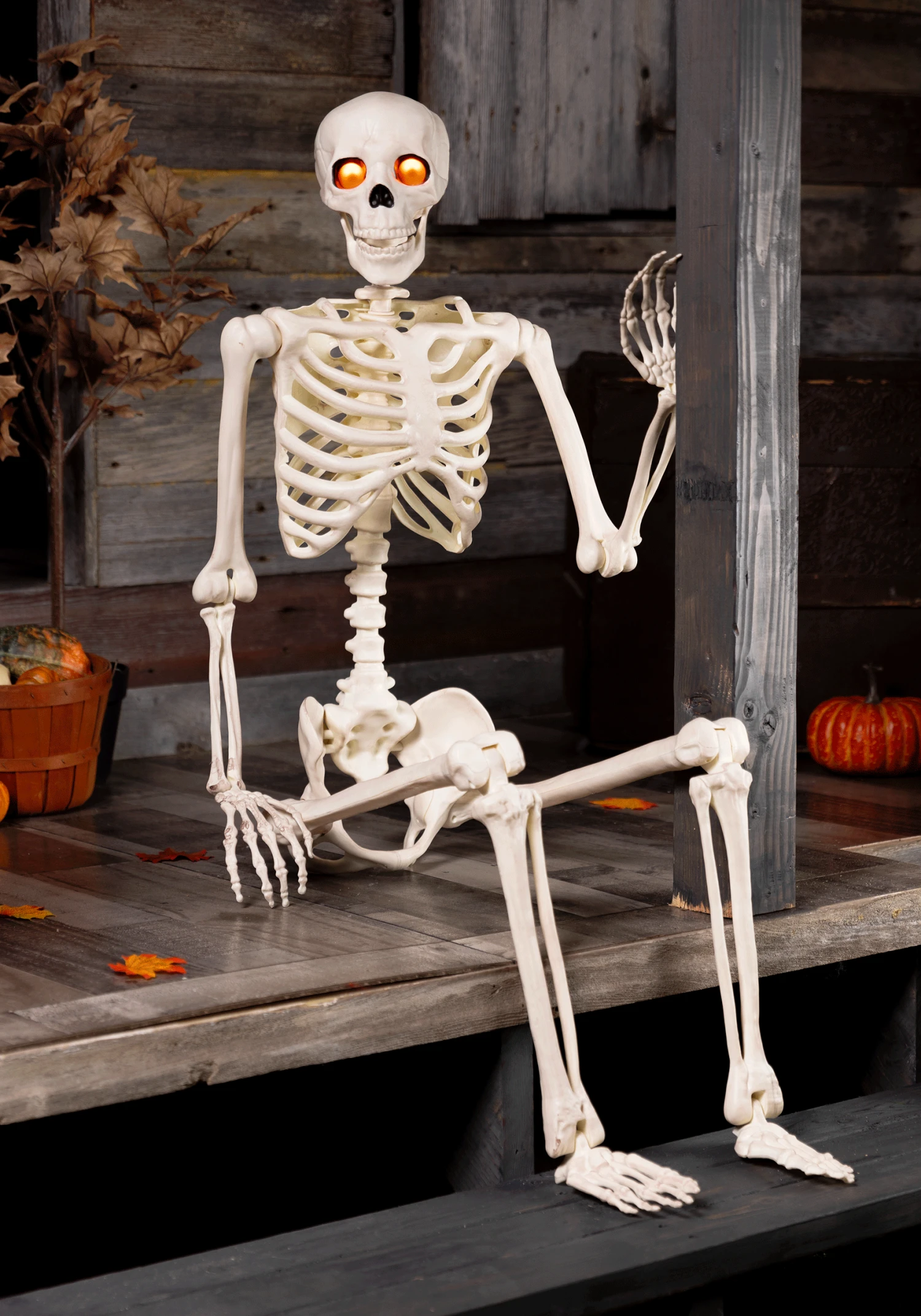 5FT Deluxe Flaming Light Up Eyes & Talking Skeleton Halloween Decoration 5 5FT Deluxe Flaming Light Up Eyes & Talking Skeleton Halloween Decoration - Image 3