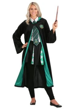 Deluxe Harry Potter Slytherin Adult Plus Size Robe Costume -Halloween Costumes deluxe harry potter adult plus size slytherin robe 6