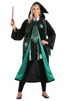 Deluxe Harry Potter Slytherin Adult Plus Size Robe Costume -Halloween Costumes deluxe harry potter adult plus size slytherin robe 7