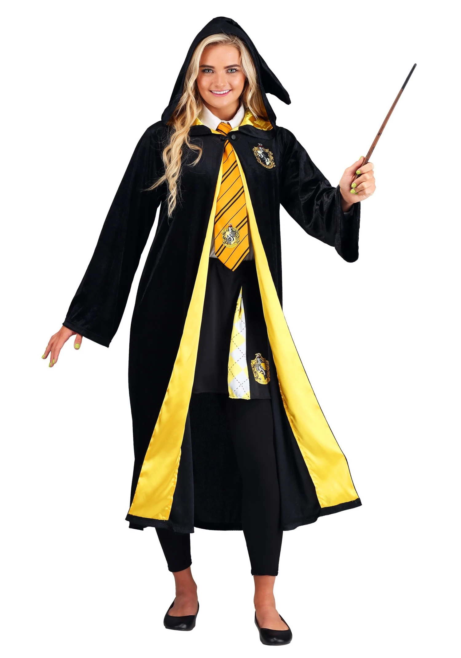Deluxe Harry Potter Adult Plus Size Hufflepuff Robe Costume 5 Deluxe Harry Potter Adult Plus Size Hufflepuff Robe Costume - Image 3
