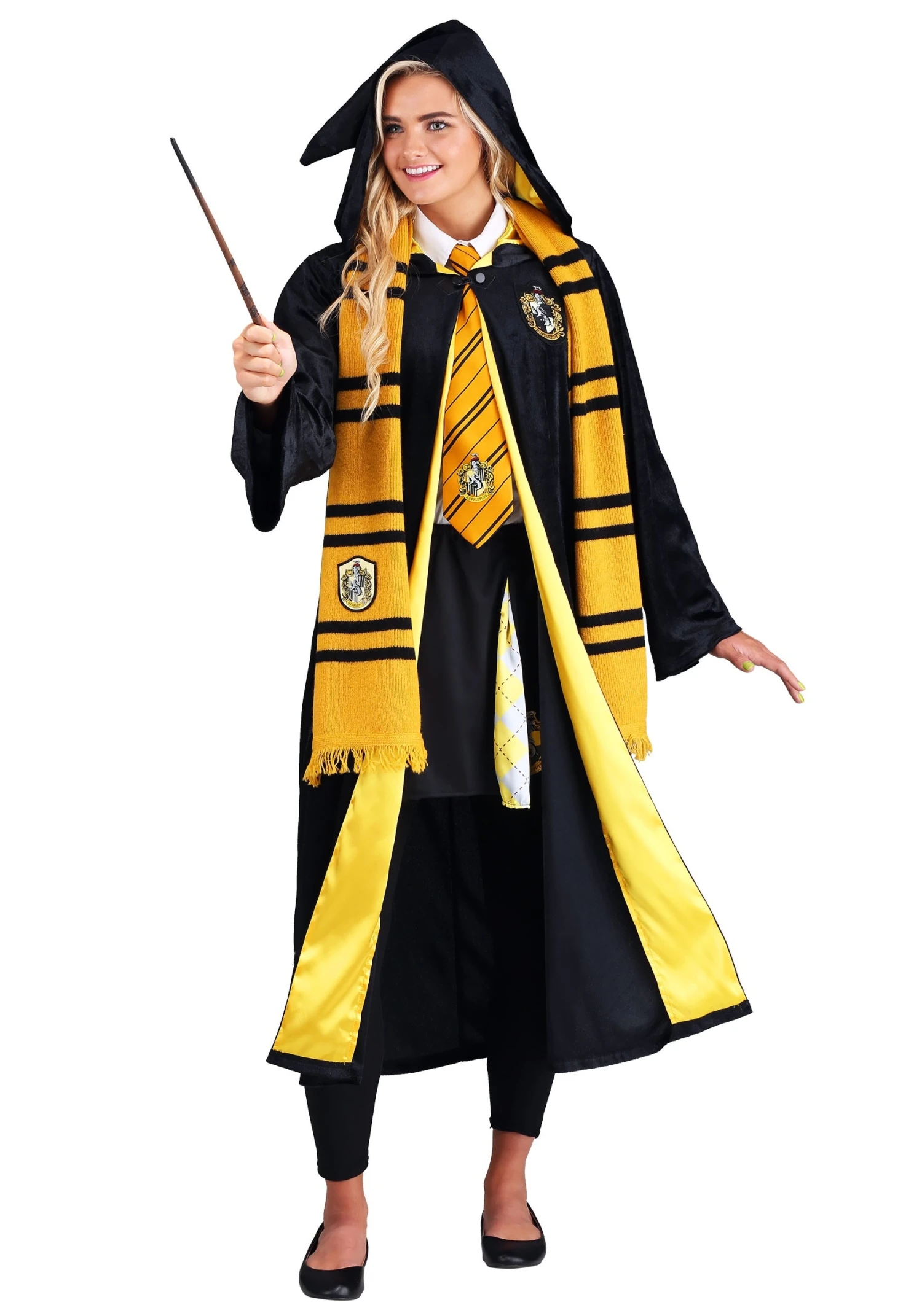 Deluxe Harry Potter Adult Plus Size Hufflepuff Robe Costume 6 Deluxe Harry Potter Adult Plus Size Hufflepuff Robe Costume - Image 4