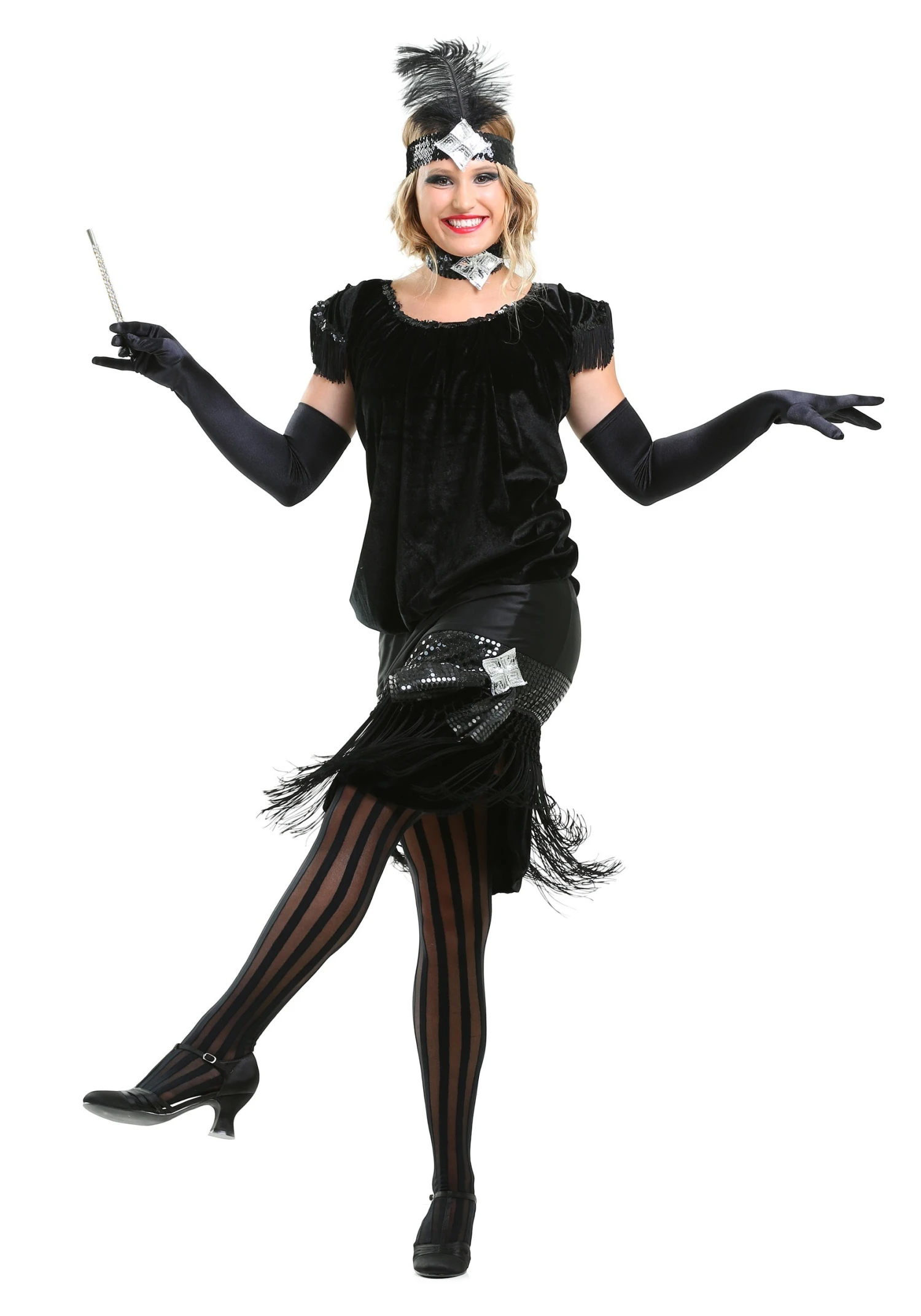 Deluxe Velvet Flapper Costume 3 Deluxe Velvet Flapper Costume
