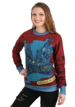 Diagon Alley Harry Potter Unisex Sweater For Adults -Halloween Costumes diagon alley harry potter sweater alt 6
