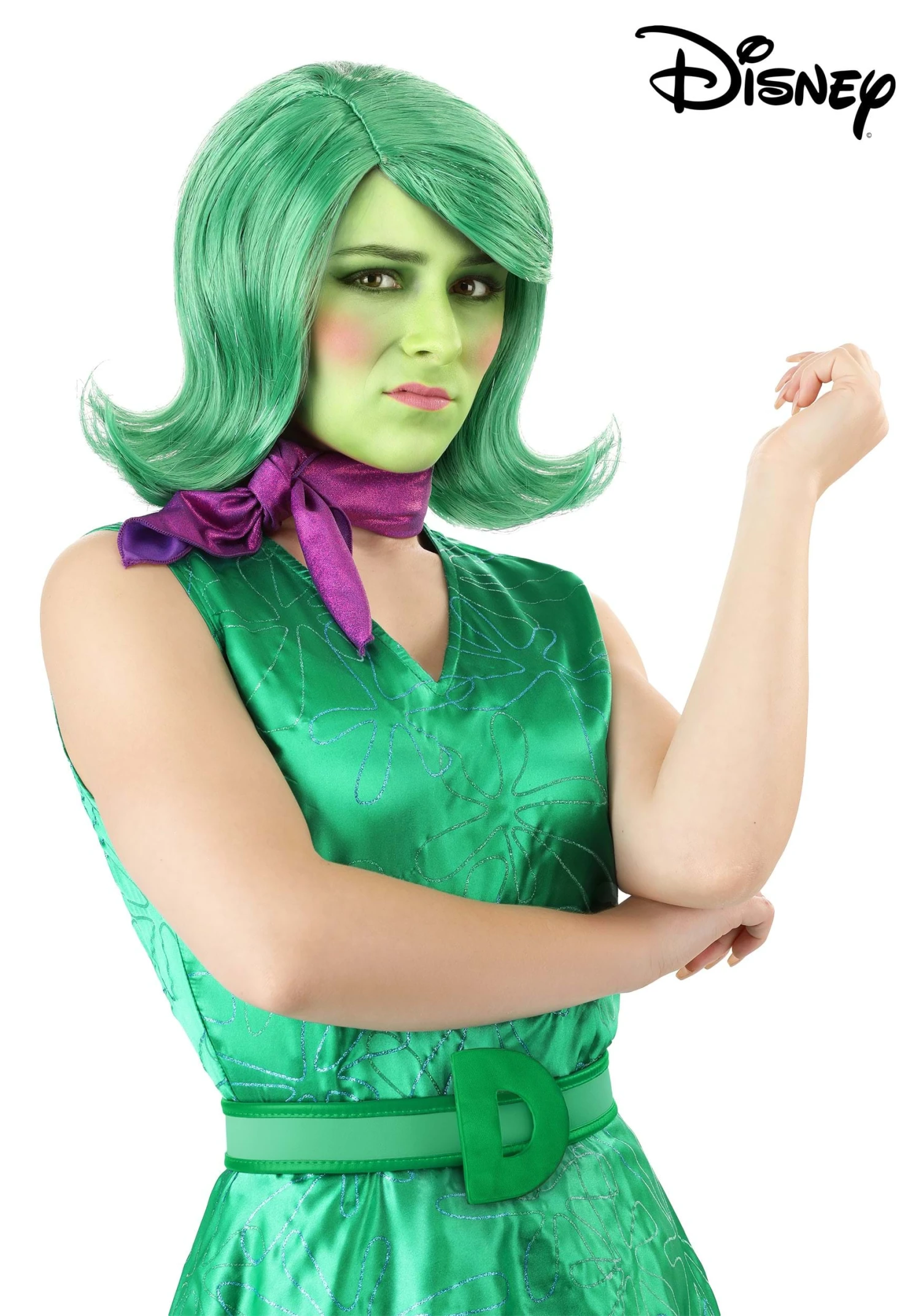 Women's Disney Inside Out Disgust Wig, Scarf & Belt Costume Kit 3 Women's Disney Inside Out Disgust Wig, Scarf & Belt Costume Kit