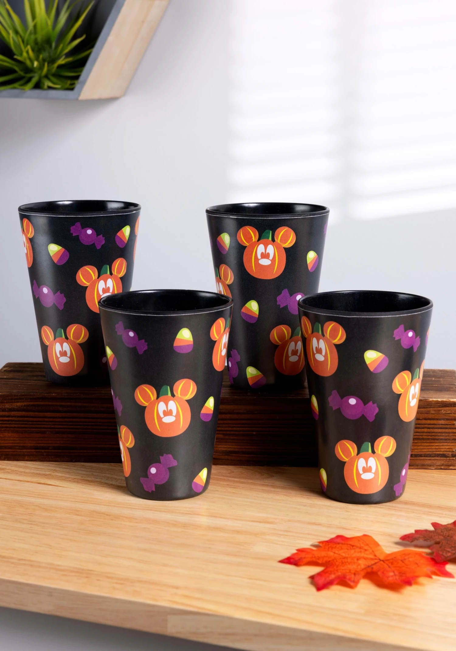Set Of 4 Disney Mickey Mouse Pumpkins Tossed Black Tumblers 3 Set Of 4 Disney Mickey Mouse Pumpkins Tossed Black Tumblers