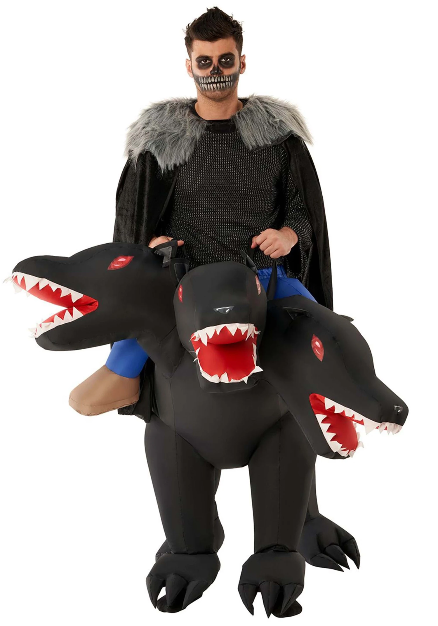 Adult Evil 3-Headed Dog Ride On Inflatable Costume 4 Adult Evil 3-Headed Dog Ride On Inflatable Costume - Image 2