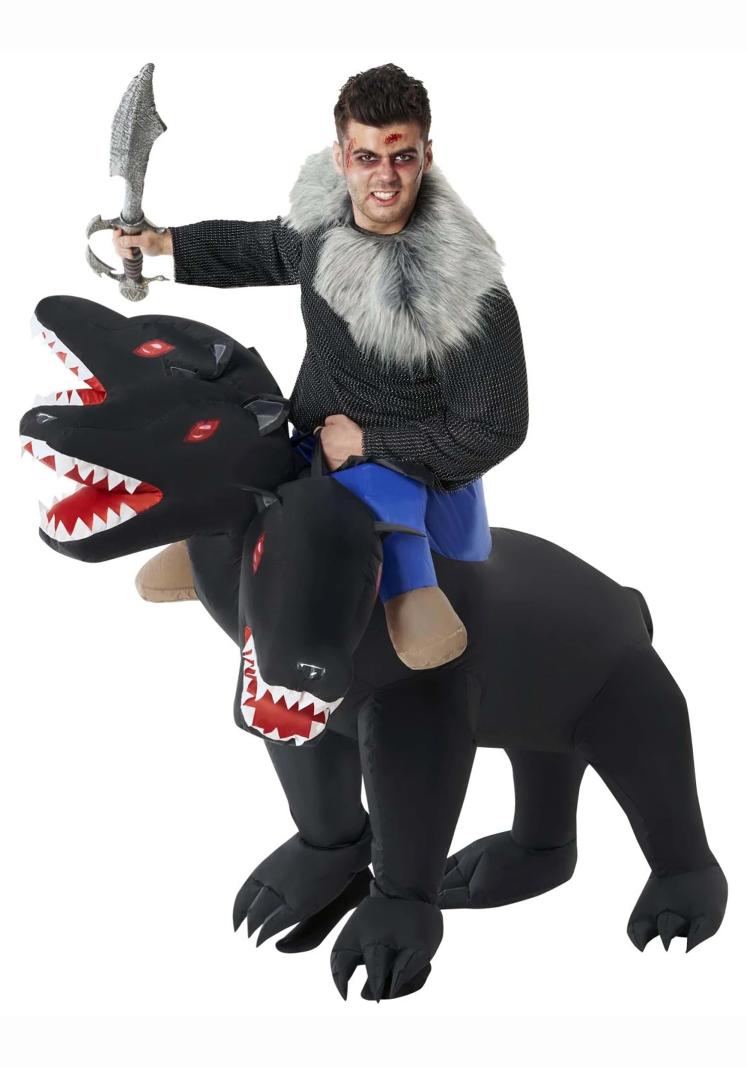 Adult Evil 3-Headed Dog Ride On Inflatable Costume 3 Adult Evil 3-Headed Dog Ride On Inflatable Costume