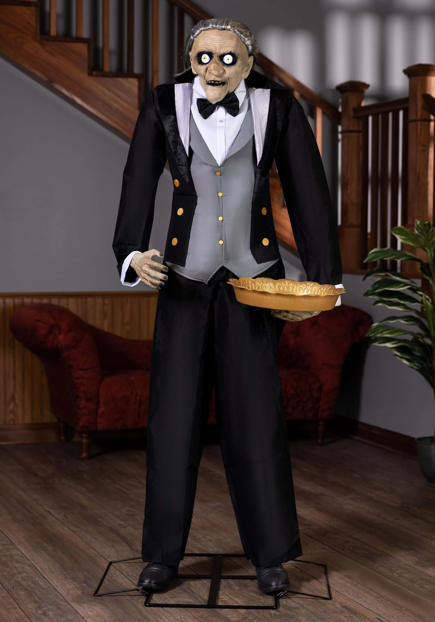 5.6FT Animatronic Evil Greeter Butler Halloween Decoration 4 5.6FT Animatronic Evil Greeter Butler Halloween Decoration - Image 2