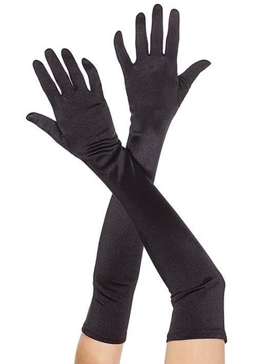 MUSIC LEGS Extra Long Black Satin Gloves For Women 3 MUSIC LEGS Extra Long Black Satin Gloves For Women
