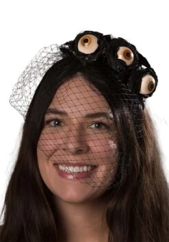 Eyeball Rose Veil Headband Costume