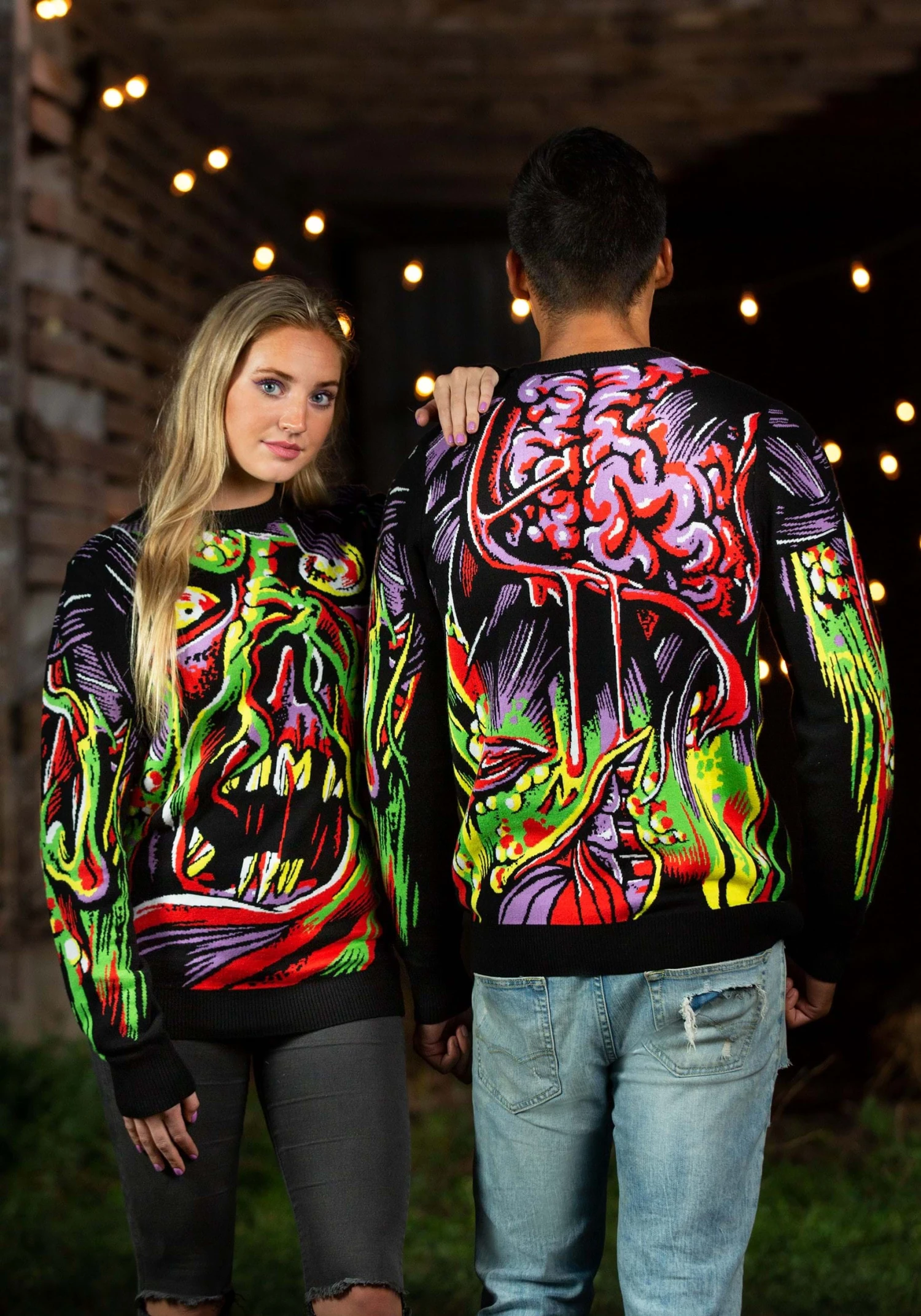 Face The Monster Adult Halloween Sweater 5 Face The Monster Adult Halloween Sweater - Image 3