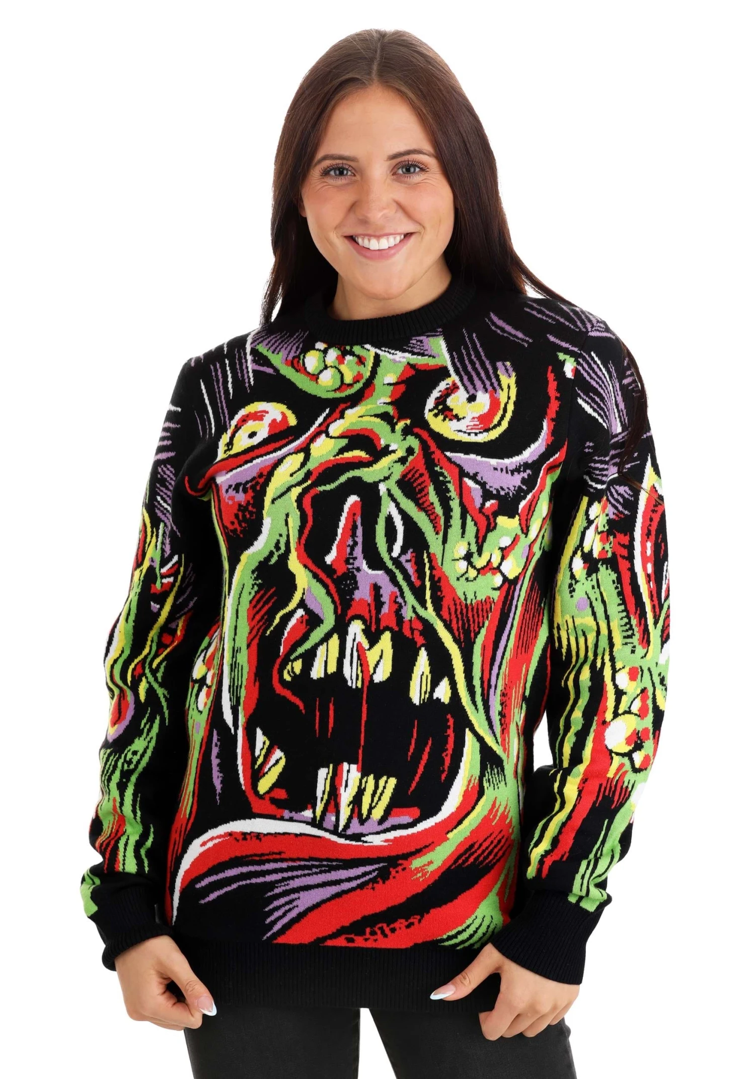 Face The Monster Adult Halloween Sweater 8 Face The Monster Adult Halloween Sweater - Image 6