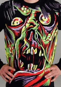 Face The Monster Adult Halloween Sweater 14 Face The Monster Adult Halloween Sweater -Halloween Costumes face the monster halloween sweater for adults alt 7