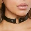 Forplay Black Faux Leather Choker With Metal Ring -Halloween Costumes faux leather choker with metal ring