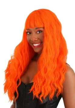 Fiery Orange Long Wavy Wig For Women 8 Fiery Orange Long Wavy Wig For Women -Halloween Costumes fiery orange long wavy wig alt 2