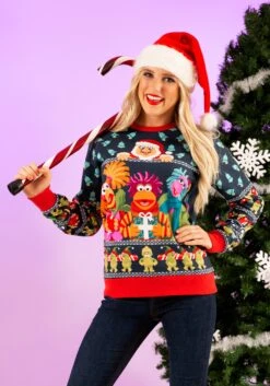 Adult Fraggle Rock Sublimated Ugly Christmas Sweatshirt -Halloween Costumes fraggle rock sublimated adult ugly christmas sweater alt8