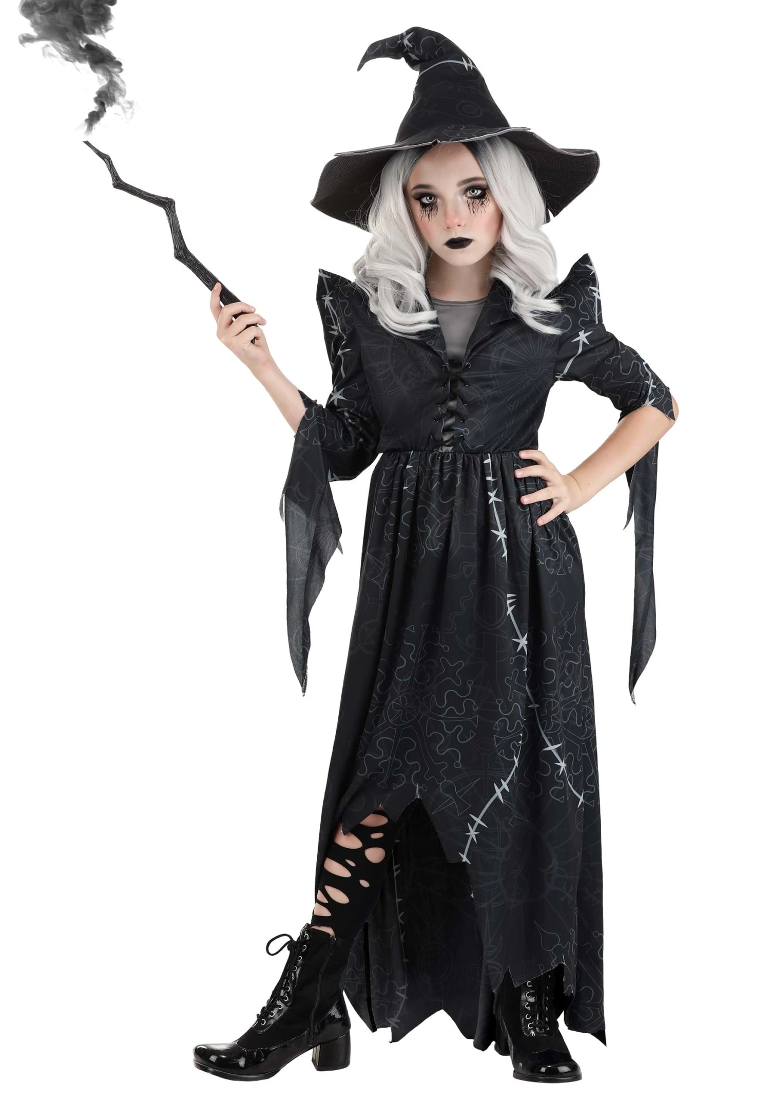 Girl's Gothic Stitch Witch Costume Dress 3 Girl's Gothic Stitch Witch Costume Dress