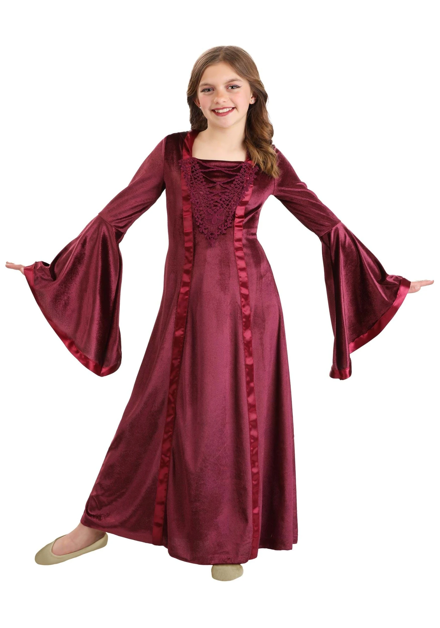Hooded Renaissance Maiden Costume For Girls 4 Hooded Renaissance Maiden Costume For Girls - Image 2