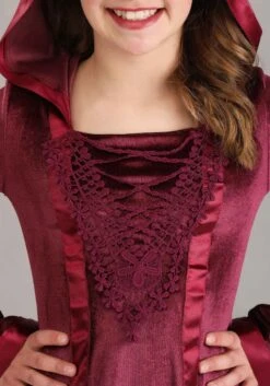 Hooded Renaissance Maiden Costume For Girls 10 Hooded Renaissance Maiden Costume For Girls -Halloween Costumes girls hooded renaissance maiden costume alt 3