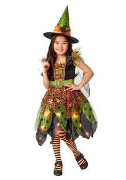 Light Up Green Witch Costume For Girls