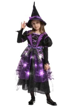 Light Up Purple Bat Witch Costume For Girls -Halloween Costumes girls light up purple bat witch costume alt 5