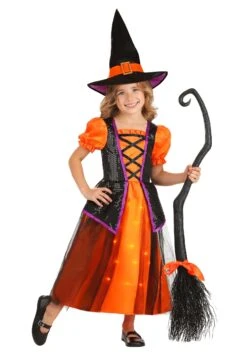 Orange Light-Up Witch Costume For Girls