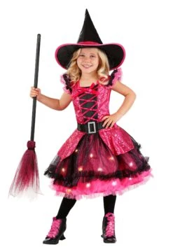Girl's Pink Light Up Witch