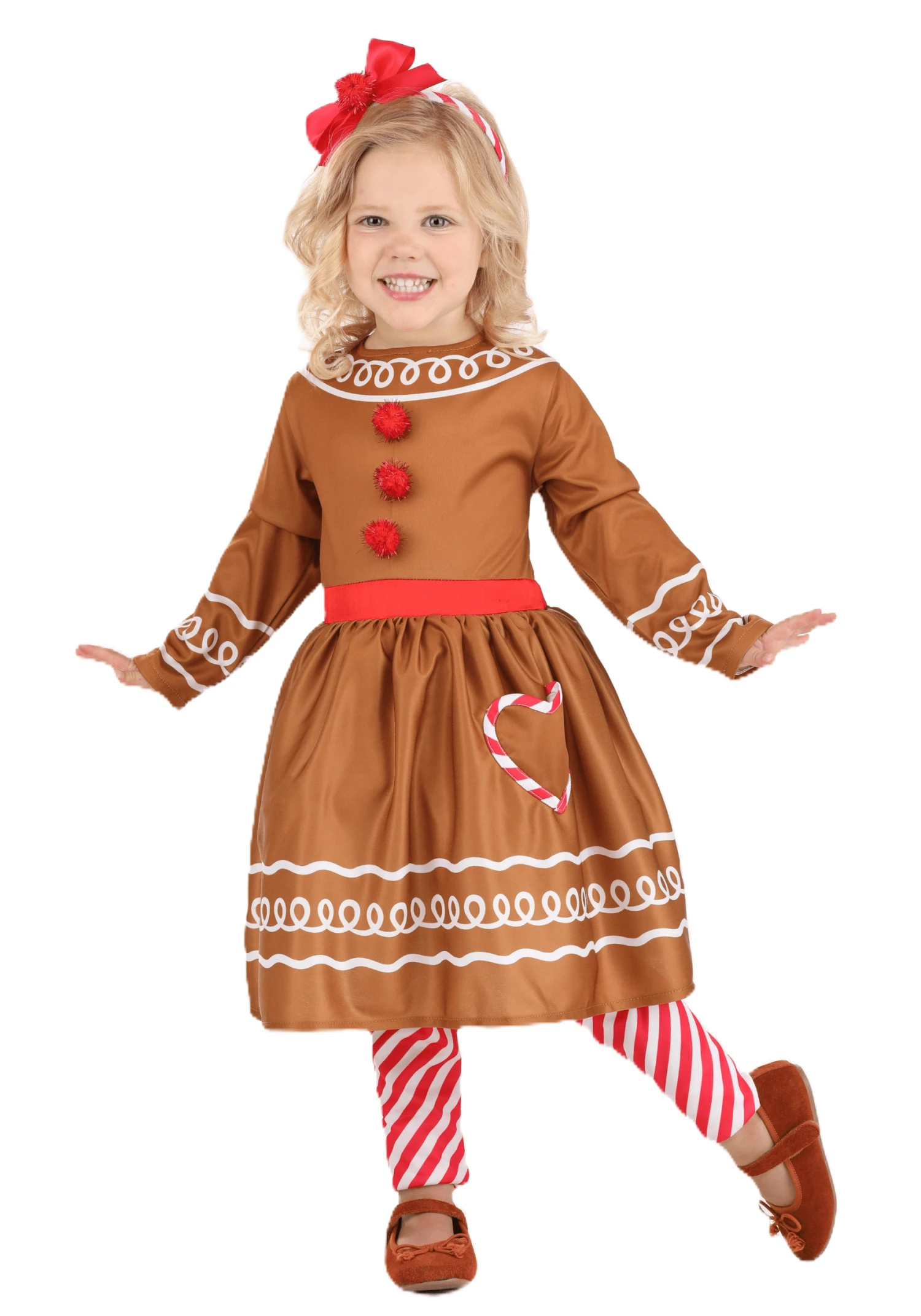 Toddler Gingerbread Costume Dress For Girls 5 Toddler Gingerbread Costume Dress For Girls - Image 3