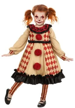 Girl's Little Creepy Clown Toddler Costume