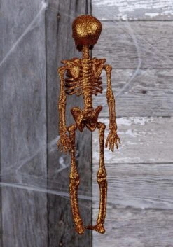 16" Glittering Orange Skeleton Halloween Decoration -Halloween Costumes glittering skeleton orange alt 2