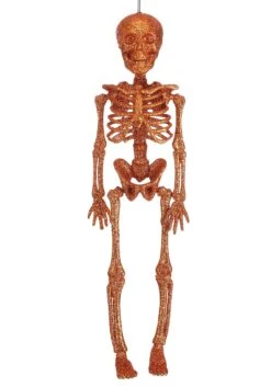 16" Glittering Orange Skeleton Halloween Decoration -Halloween Costumes glittering skeleton orange alt 3