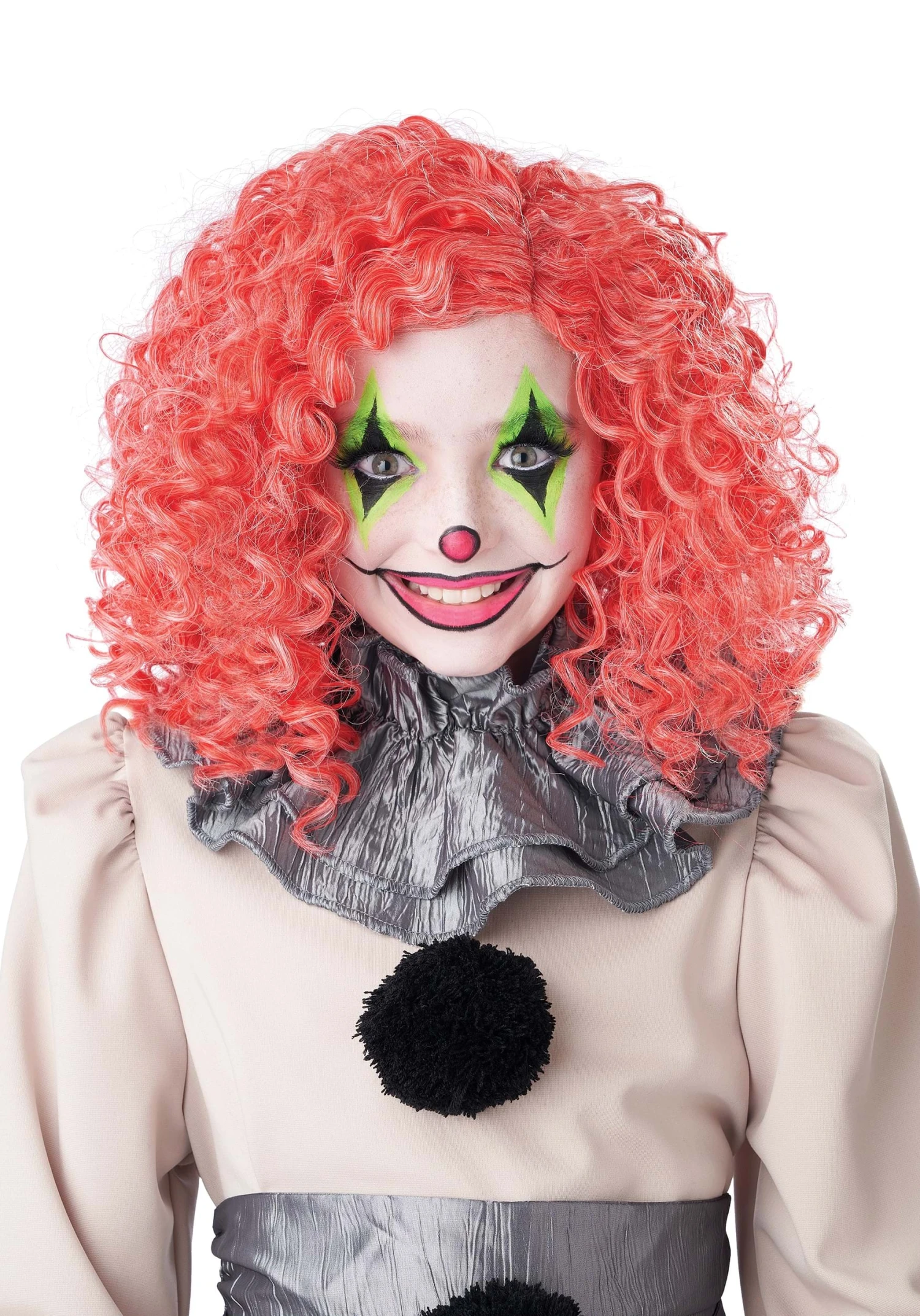 Bright Red Glow In The Dark Curly Clown Wig For Adults 3 Bright Red Glow In The Dark Curly Clown Wig For Adults
