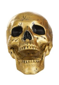 Gold Skull With Movable Jaw Decoration -Halloween Costumes gold skull with movable jaw alt 1