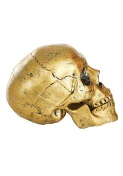Gold Skull With Movable Jaw Decoration -Halloween Costumes gold skull with movable jaw alt 2